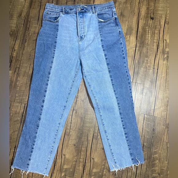 PACSUN Two-Tone Blue and White High Rise Straight Women Jeans - Picture 1 of 6